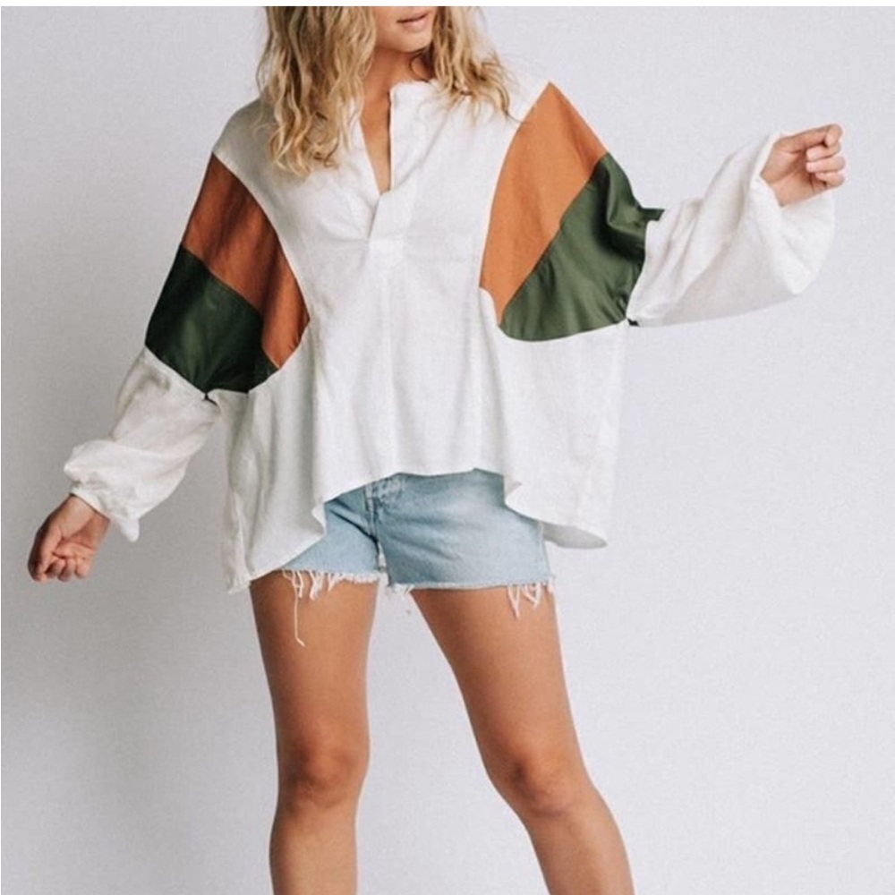 Free People Split neck oversized top